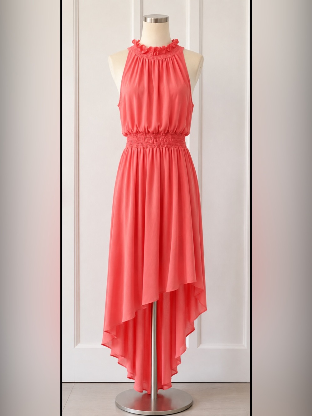 belle sky Coral Sleeveless Smocked Top